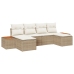 Conjunto de Sofás de Jardín de 6 Piezas con Cojines Beige de Poliratán Acacia