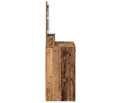Mesita de Tocador  con Luces LED de Madera Vieja 79x41x135 cm