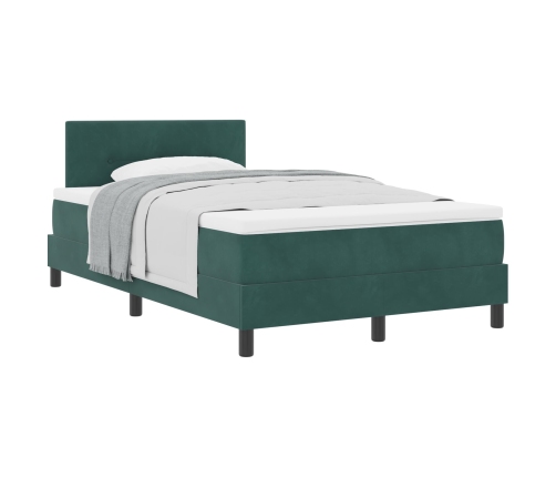 Cama Box Spring  con Colchón Verde Oscuro 120x200 cm Terciopelo