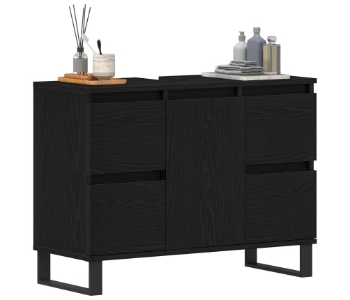 mueble de baño  lavabo negro roble 80x33x60 cm madera elaborada