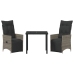 Set de Comedor de Jardín de 3 Piezas con Cojines Gris Poliratán
