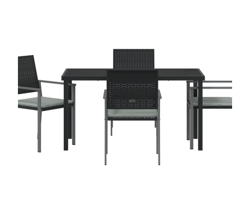 Juego de 3 Negro Rattan PE 54x62.5x89 cm Duradero