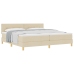 Cama con Resortes con Colchón Crema 200x200 cm Tela