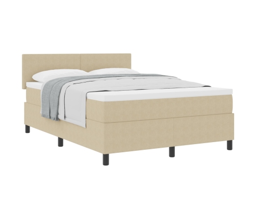 Cama con Base de Muelles  con Colchón Verde Claro Gris 140x200 cm Tela de Corduroy