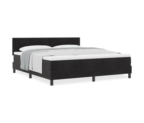 Cama con somier y colchón  Negro Super King Terciopelo
