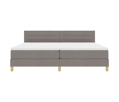 Cama Box Spring  con Colchón Taupe 200x200 cm Tela