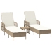 Conjunto de Tumbonas  Set de 3 Beige y Crema Ratán de PE, metal