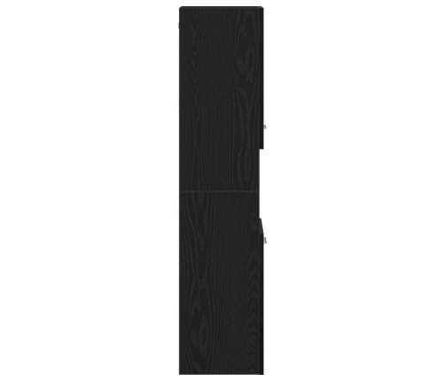 Gabinete de baño de pared  negro y roble de 30x30x130 cm, de madera compuesta