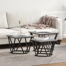 Mesas Laterales  3 pcs Gris Sonoma Madera Elaborada