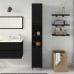 Armario de baño  Negro Roble 30x30x190 cm Madera de ingeniería