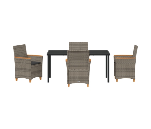 Conjunto de Comedor de Jardín  de 5 Piezas con Cojines Gris Poliratán