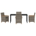 Conjunto de Comedor de Jardín  de 5 Piezas con Cojines Gris Poliratán