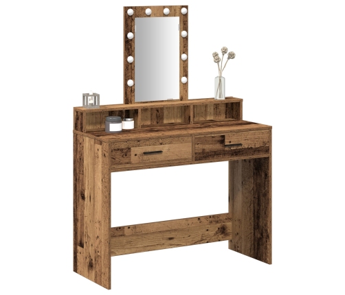 Mesa de Tocador  con Luces LED de Madera Vieja 100x41x140 cm