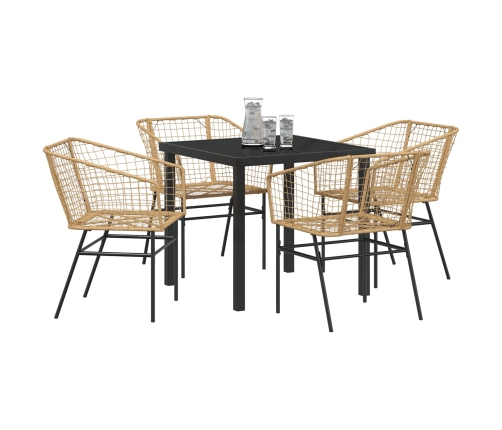 Set de Comedor de Jardín  de 5 Piezas en Poliratán Marrón