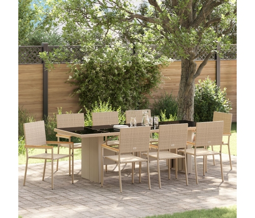 Juego de Comedor de Jardín de 9 Piezas  Beige Poliratán