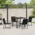 Conjunto de Comedor de Jardín de 5 Piezas con Cojines de Poliratán Negro
