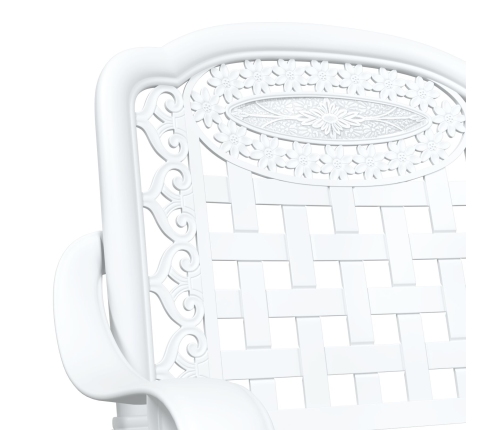 Conjunto de Bistro de Jardín de 3 Piezas  Blanco de Aluminio Fundido