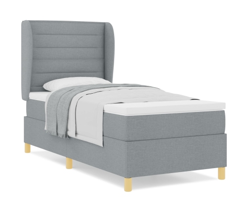 Cama con sommier y colchón  en gris claro, 100x200 cm, tela