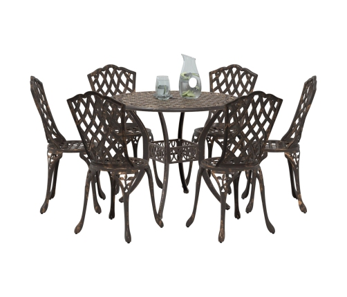 Conjunto de Comedor de Jardín de 7 Piezas de  en Aluminio Fundido Bronce
