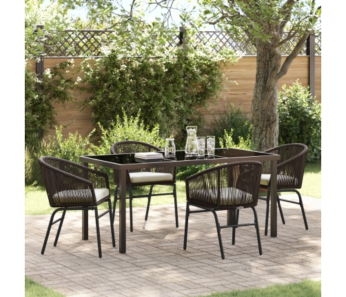 Set de Comedor Jardín  5 Piezas Marrón Ratán Poliéster