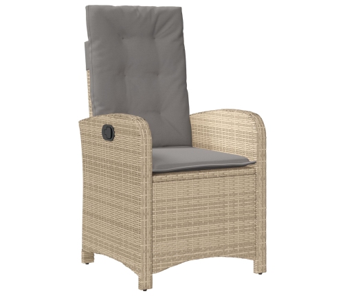 Set de Comedor de Jardín de 3 Piezas con Cojines de Ratán Beige