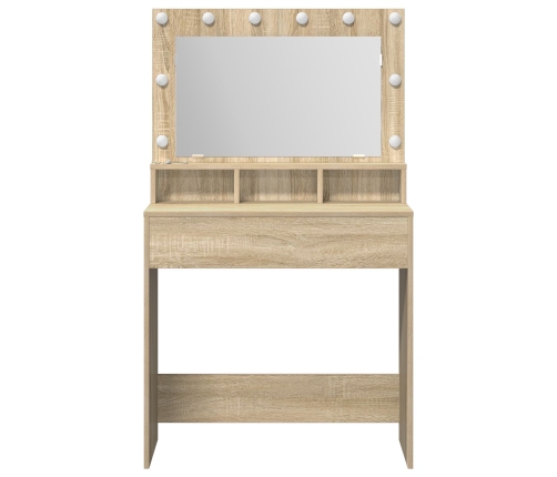 Mesa de Maquillaje  con Luces LED Roble Sonoma 79x41x135 cm