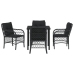 Set de Comedor de Jardín de 5 Piezas con Cojines de Poliratán Negro