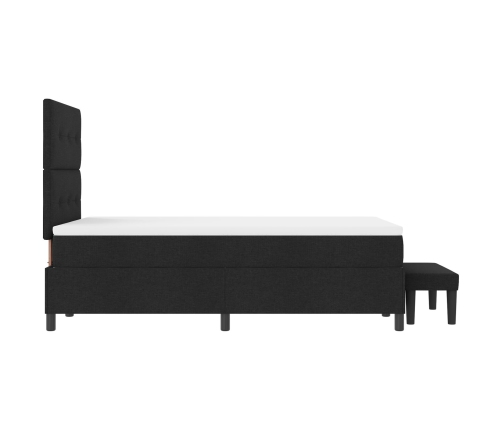 Cama con somier  con colchón y banco negro 120x200 cm tela