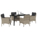 Set de Comedor de Jardín  de 5 Piezas con Cojines Gris Claro Poliratán
