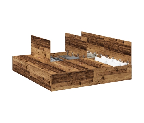 Estructura de Cama Madera Recuperada Madera de Roble Sólido