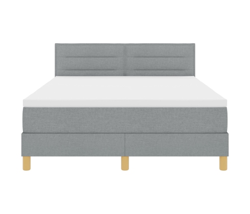 Cama Box Spring  con Colchón y Luz LED Gris Claro 160x200 cm Tela
