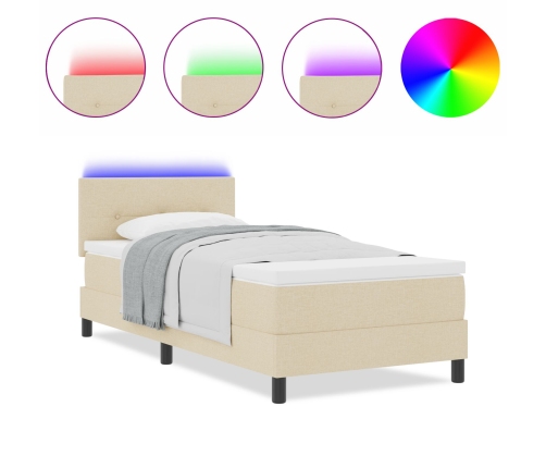 Marco de Cama  con Colchón Beige Tela 90 x 200 cm Colchón de Cama