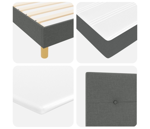 Cama con Box Spring  con Colchón Gris Oscuro 90x200 cm Tela