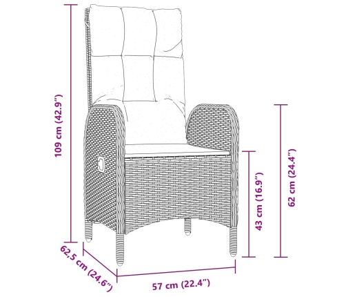 Set de Comedor de Jardín  de 3 Piezas en Ratán Poliéster Negro