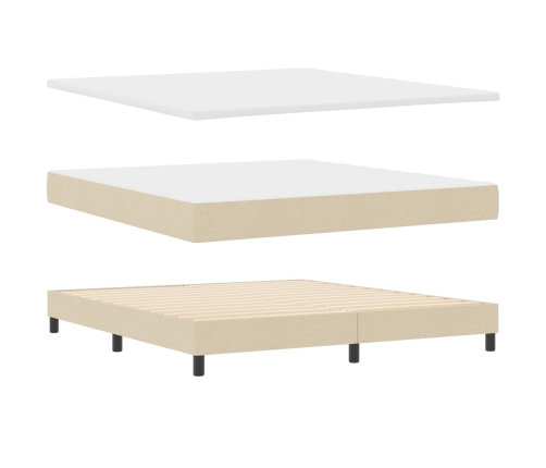 Cama Box Spring con Colchón & LED Crema 180x200 cm Tela