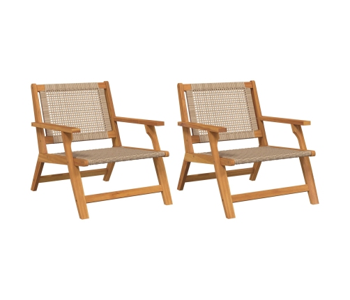 Sillas de jardín  2 pcs Beige 76x67x73.5 cm Madera maciza de Acacia