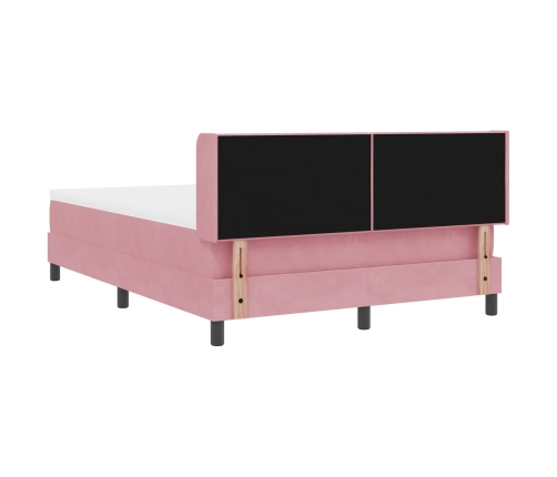 Cama con somier y colchón  Rosa 140x200 cm Terciopelo