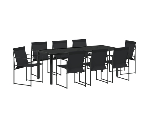 Juego de Comedor de Jardín de 9 Piezas Negro Textilene y Acero