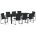 Juego de Comedor de Jardín de 9 Piezas Negro Textilene y Acero