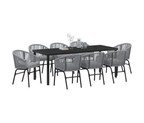 Set de Comedor Jardín  de 9 piezas Gris Poliratán