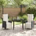 Set de Comedor de Jardín  de 3 Piezas Negro Ratán Poliéster