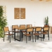 Sillas de Jardín Apilables 8 pcs Acero Negro y Madera Acacia Sólida