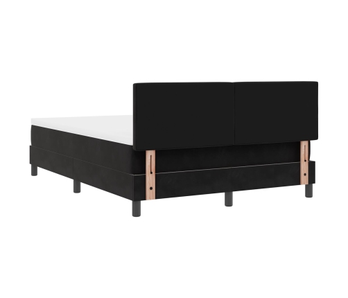 Cama Box Spring  con colchón Negro 160x200 cm Terciopelo