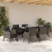 Conjunto de Comedor de Jardín de 7 Piezas con Cojines Gris de Ratán Poliéster