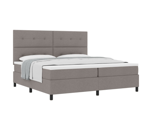 Cama con Base de Resortes y Colchón Taupe 200x200 cm Tela