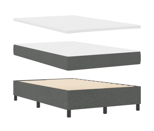 Cama con Box Spring  con Colchón Gris Oscuro 120x200 cm Tela