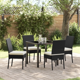 Juego de Comedor de Jardín  5 Piezas Negro Poliratán