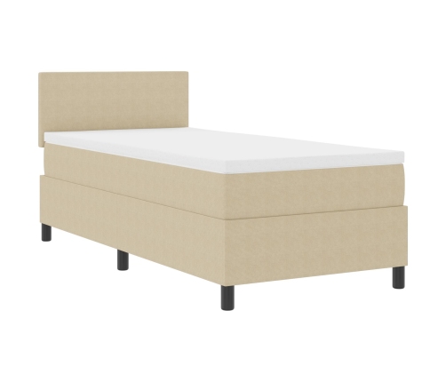 Cama con Box Spring  con Colchón Beige 90x200 cm Tela de Corduroy