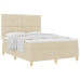 Cama con somier y colchón Crema 140x190 cm Tela