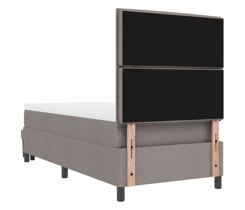 Cama con Base de Resorte con Colchón y Banco Taupe 100x200 cm Tela